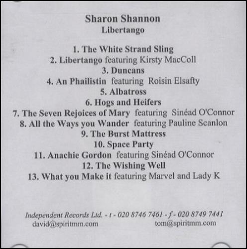 Sharon Shannon Libertango CD-R acetate UK S.NCRLI428109