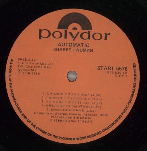 Sharpe & Numan Automatic vinyl LP album (LP record) South African 3ICLPAU887990
