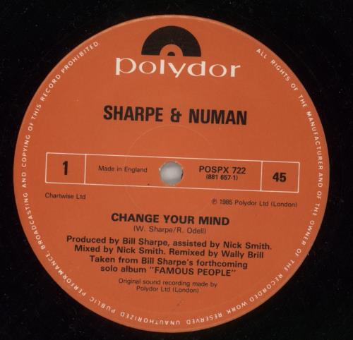 Sharpe & Numan Change Your Mind 12" vinyl single (12 inch record / Maxi-single) UK 3IC12CH37672