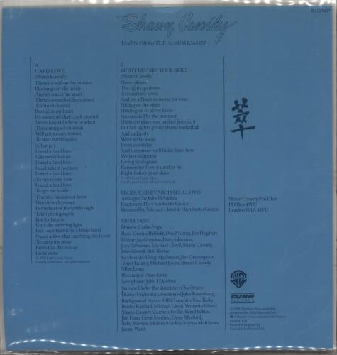 Shaun Cassidy Hard Love 7" vinyl picture disc (7 inch picture disc single) UK S/Y7PHA509205