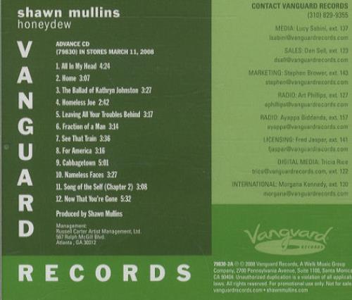 Shawn Mullins Honeydew CD single (CD5 / 5") US MULC5HO439822