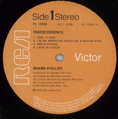 Shawn Phillips Transcendence vinyl LP album (LP record) UK SHWLPTR878336