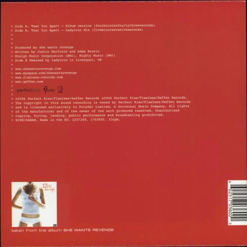 She Wants Revenge Tear You Apart 7" vinyl single (7 inch record / 45) UK WNV07TE736016