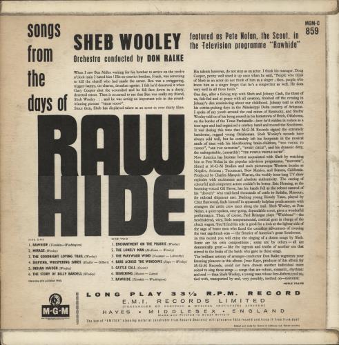 Sheb Wooley Songs From The Days Of Rawhide vinyl LP album (LP record) UK WO0LPSO878719