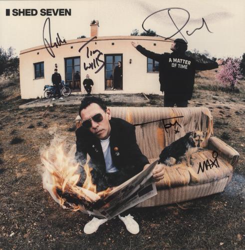 Shed Seven A Matter Of Time - Yellow and Red Splatter Vinyl - Autographed vinyl LP album (LP record) UK S-SLPAM875085