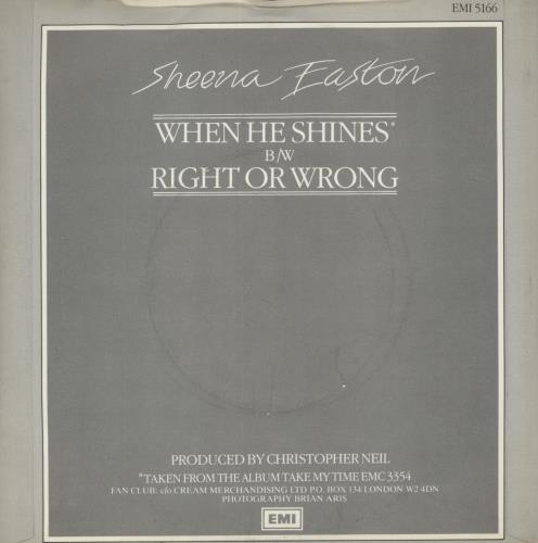 Sheena Easton When He Shines 7" vinyl single (7 inch record / 45) UK EAS07WH48934