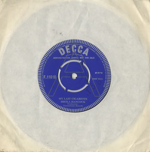 Sheila Hancock My Last Cigarette - A Label 7" vinyl single (7 inch record / 45) UK HN107MY472557