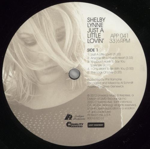 Shelby Lynne Just A Little Lovin' - 200gm Vinyl vinyl LP album (LP record) US YLYLPJU866227