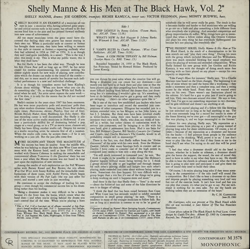 Shelly Manne At The Black Hawk 2 vinyl LP album (LP record) US MNNLPAT583818