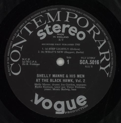 Shelly Manne At The Black Hawk Vol. 2 vinyl LP album (LP record) US MNNLPAT878030