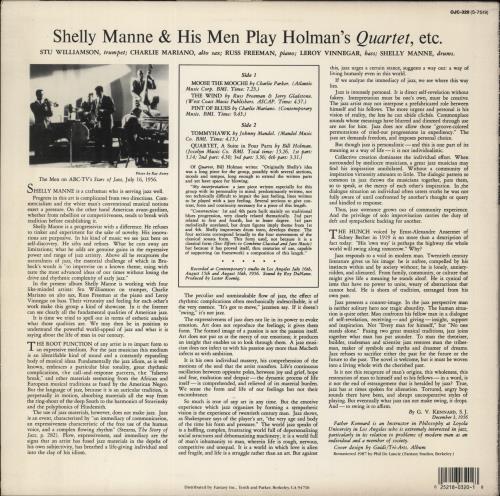 Shelly Manne More Swinging Sounds vinyl LP album (LP record) US MNNLPMO566070