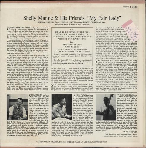 Shelly Manne My Fair Lady vinyl LP album (LP record) US MNNLPMY494090