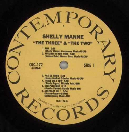Shelly Manne 'The Three' & 'The Two' vinyl LP album (LP record) US MNNLPTH875606