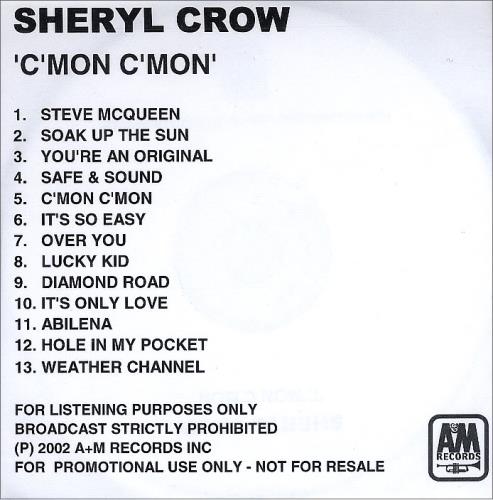 Sheryl Crow C'mon C'mon CD-R acetate UK SCWCRCM227192