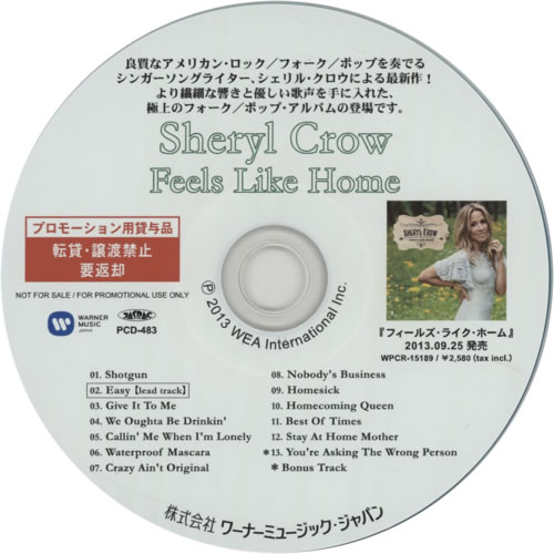 Sheryl Crow Feels Like Home CD-R acetate Japanese SCWCRFE600497