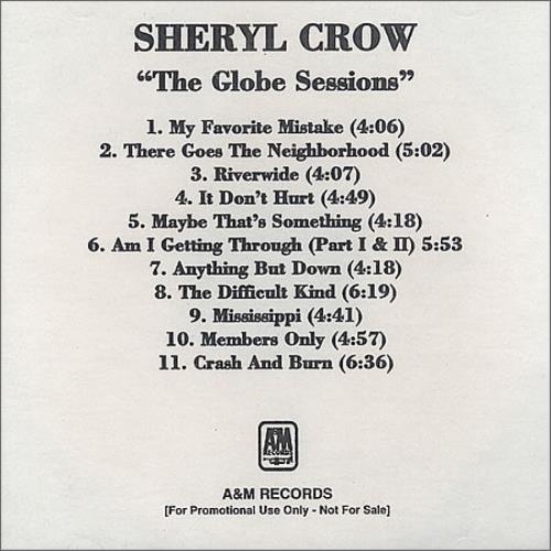 Sheryl Crow The Globe Sessions CD-R acetate US SCWCRTH124774