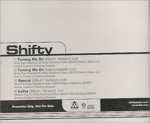 Shifty Shellshock Turning Me On CD single (CD5 / 5") US S6SC5TU487532