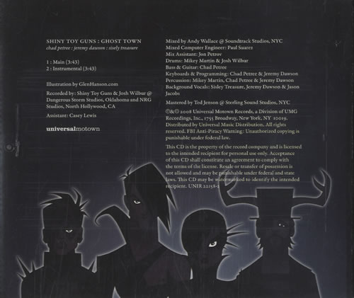 Shiny Toy Guns Ghost Town CD single (CD5 / 5") US GU0C5GH462633