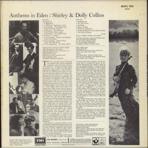 Shirley & Dolly Collins Anthems In Eden - 1st - VG vinyl LP album (LP record) UK V2MLPAN821368