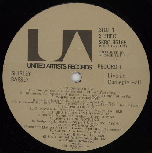 Shirley Bassey Live At Carnegie Hall 2-LP vinyl record set (Double LP Album) UK SHB2LLI754564