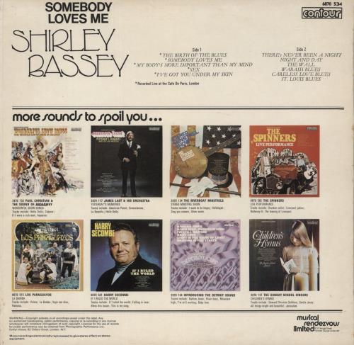 Shirley Bassey Somebody Loves Me vinyl LP album (LP record) UK SHBLPSO382297