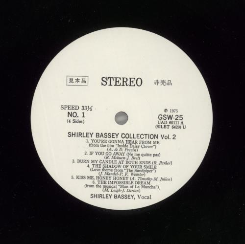 Shirley Bassey The Shirley Bassey Collection Vol. II - White label + Obi 2-LP vinyl record set (Double LP Album) Japanese SHB2LTH872707