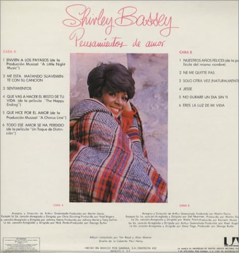 Shirley Bassey Thoughts Of Love vinyl LP album (LP record) Mexican SHBLPTH374274