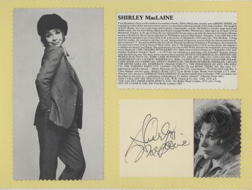 Shirley MacLaine Mounted Autograph memorabilia UK SY4MMMO755298
