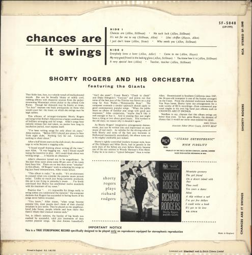 Shorty Rogers Chances Are It Swings - 1st vinyl LP album (LP record) UK SR6LPCH723938