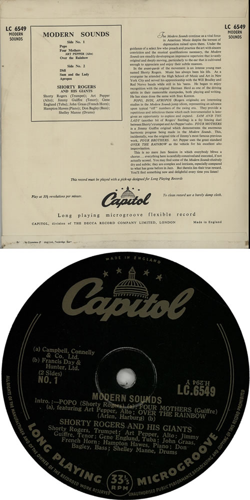 Shorty Rogers Modern Sounds 10" vinyl single (10 inch record) UK SR610MO633846