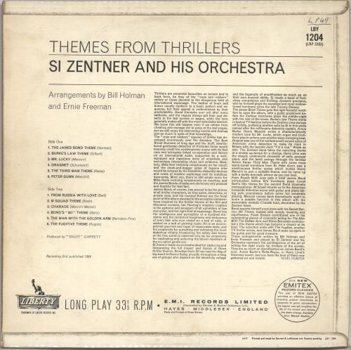 Si Zentner Themes From Thrillers vinyl LP album (LP record) UK SZNLPTH695466