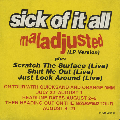 Sick Of It All Maladjusted CD single (CD5 / 5") US SOIC5MA520412