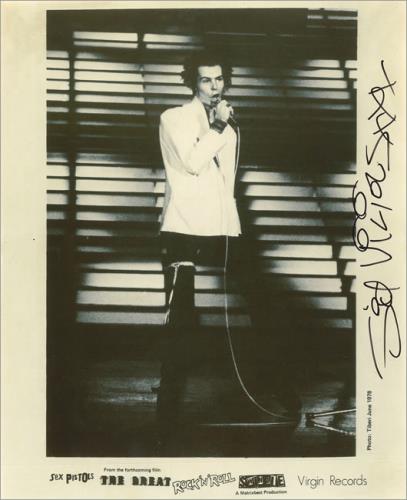 Sid Vicious Autographed Publicity Photograph memorabilia UK SDVMMAU487684
