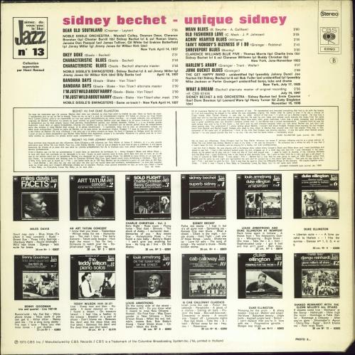 Sidney Bechet Unique Sidney vinyl LP album (LP record) Dutch SJBLPUN774159
