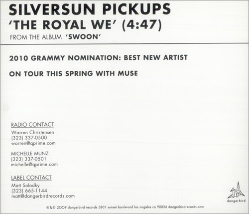Silversun Pickups The Royal We CD-R acetate US UPUCRTH508952
