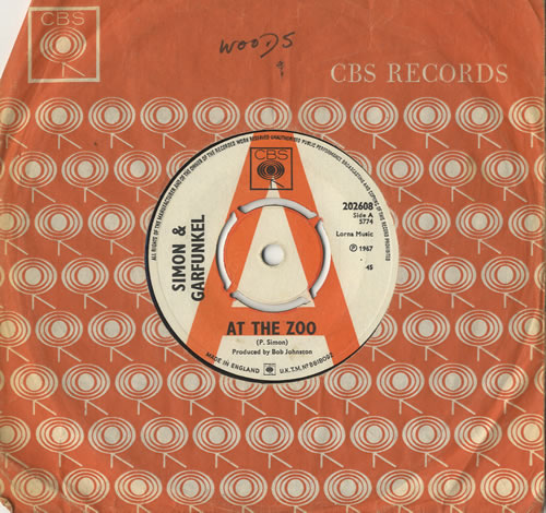 Simon & Garfunkel At The Zoo - A Label 7" vinyl single (7 inch record / 45) UK SGF07AT569431