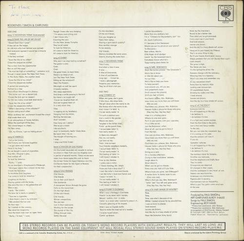 Simon & Garfunkel Bookends - 2nd - F/L - EX vinyl LP album (LP record) UK SGFLPBO792008