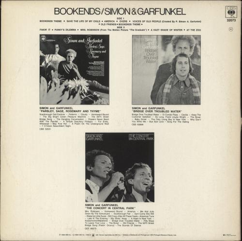 Simon & Garfunkel Bookends vinyl LP album (LP record) Portuguese SGFLPBO881865