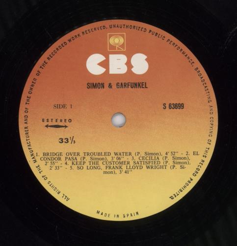 Simon & Garfunkel Bridge Over Troubled Water vinyl LP album (LP record) Spanish SGFLPBR572689