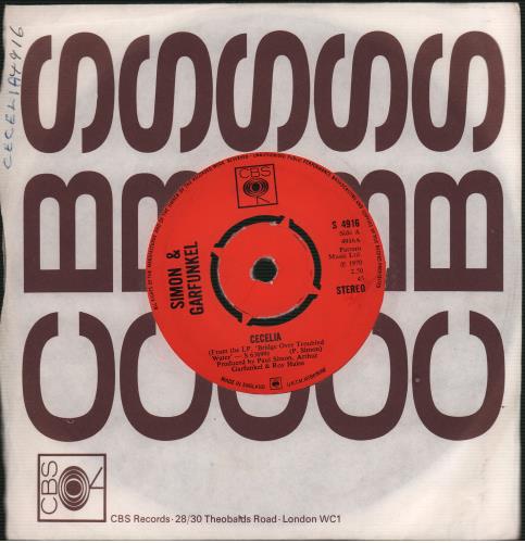 Simon & Garfunkel Cecelia 7" vinyl single (7 inch record / 45) UK SGF07CE238469