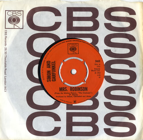 Simon & Garfunkel Mrs. Robinson 7" vinyl single (7 inch record / 45) UK SGF07MR317335