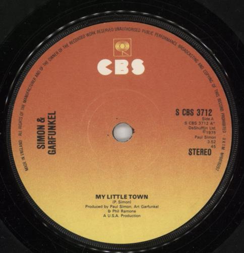 Simon & Garfunkel My Little Town 7" vinyl single (7 inch record / 45) UK SGF07MY866559