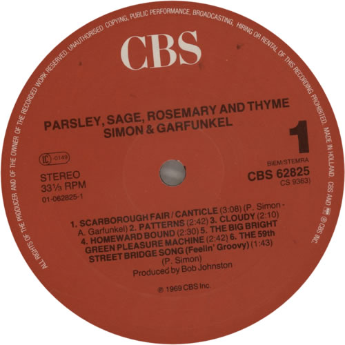 Simon & Garfunkel Parsley, Sage, Rosemary & Thyme - Red label vinyl LP album (LP record) Dutch SGFLPPA623915