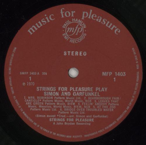 Simon & Garfunkel Strings For Pleasure Play Simon & Garfunkel vinyl LP album (LP record) UK SGFLPST294536
