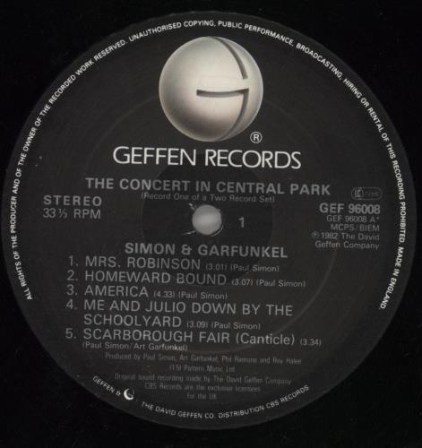 Simon & Garfunkel The Concert In Central Park + Lyric Booklet - EX 2-LP vinyl record set (Double LP Album) UK SGF2LTH858639