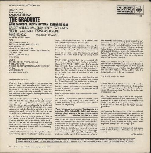 Simon & Garfunkel The Graduate - 2nd - EX vinyl LP album (LP record) UK SGFLPTH870044