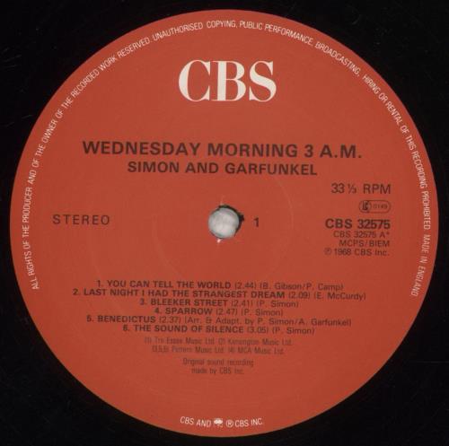 Simon & Garfunkel Wednesday Morning 3am - Red Label vinyl LP album (LP record) UK SGFLPWE245108