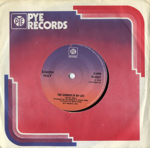 Simon May The Summer Of My Life - Solid 7" vinyl single (7 inch record / 45) UK S6M07TH567169