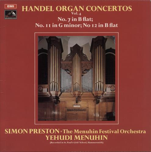 Simon Preston Handel Organ Concertos Vol. 4 vinyl LP album (LP record) UK YIOLPHA875152