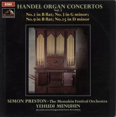 Simon Preston Handel: Organ Concertos, Vol. 3 vinyl LP album (LP record) UK YIOLPHA863797